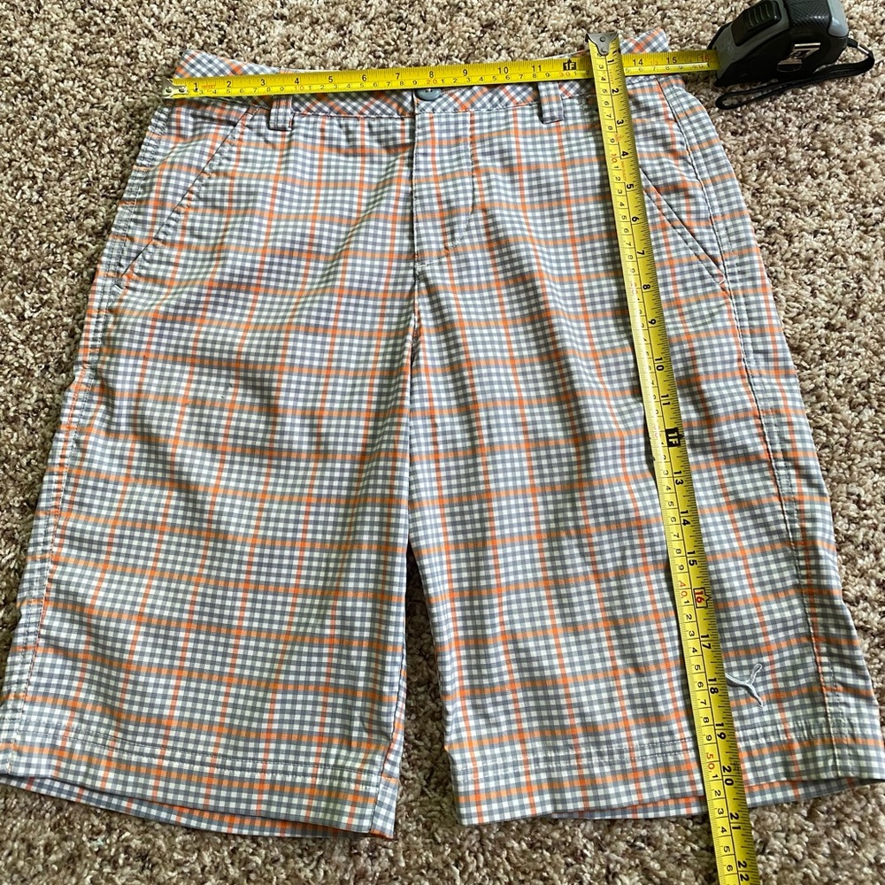 Puma Plaid Shorts Gray Orange DryCell 4 pockets Golf lifestyle Men’s Size 28 - Picture 9 of 10